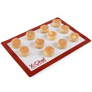 Silicone Baking Mat, X-Chef Non-Stick Silicone Rolling Mat for Baking Pans Rolling Microwave Oven Safe Pack of 3