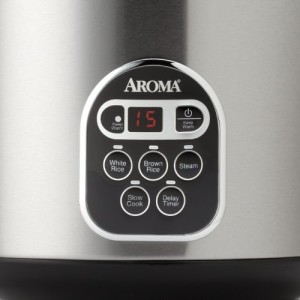Aroma 20 Cup Cooked (10 cup uncooked) Digital Rice Cooker, Slow Cooker, Food Steamer, SS Exterior (ARC-150SB)