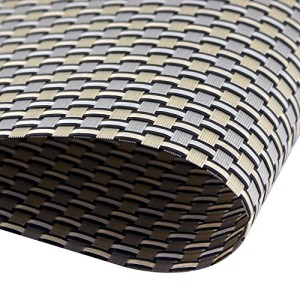 Placemats ，Grid Design PVC Insulation Heat Stain Resistant anti-skid eat mats, Use Both Side in Dining Room for Kitchen table (Black)