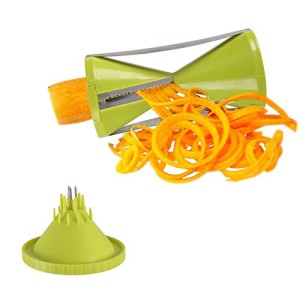SySrion® Spiral Slicer Spiralizer Complete Bundle - 4-blade Vegetable Cutter - Zucchini Pasta Noodle Spaghetti Maker with Free Cleaning Brush Included - Perfect Veggie Spaghetti / Pasta Maker